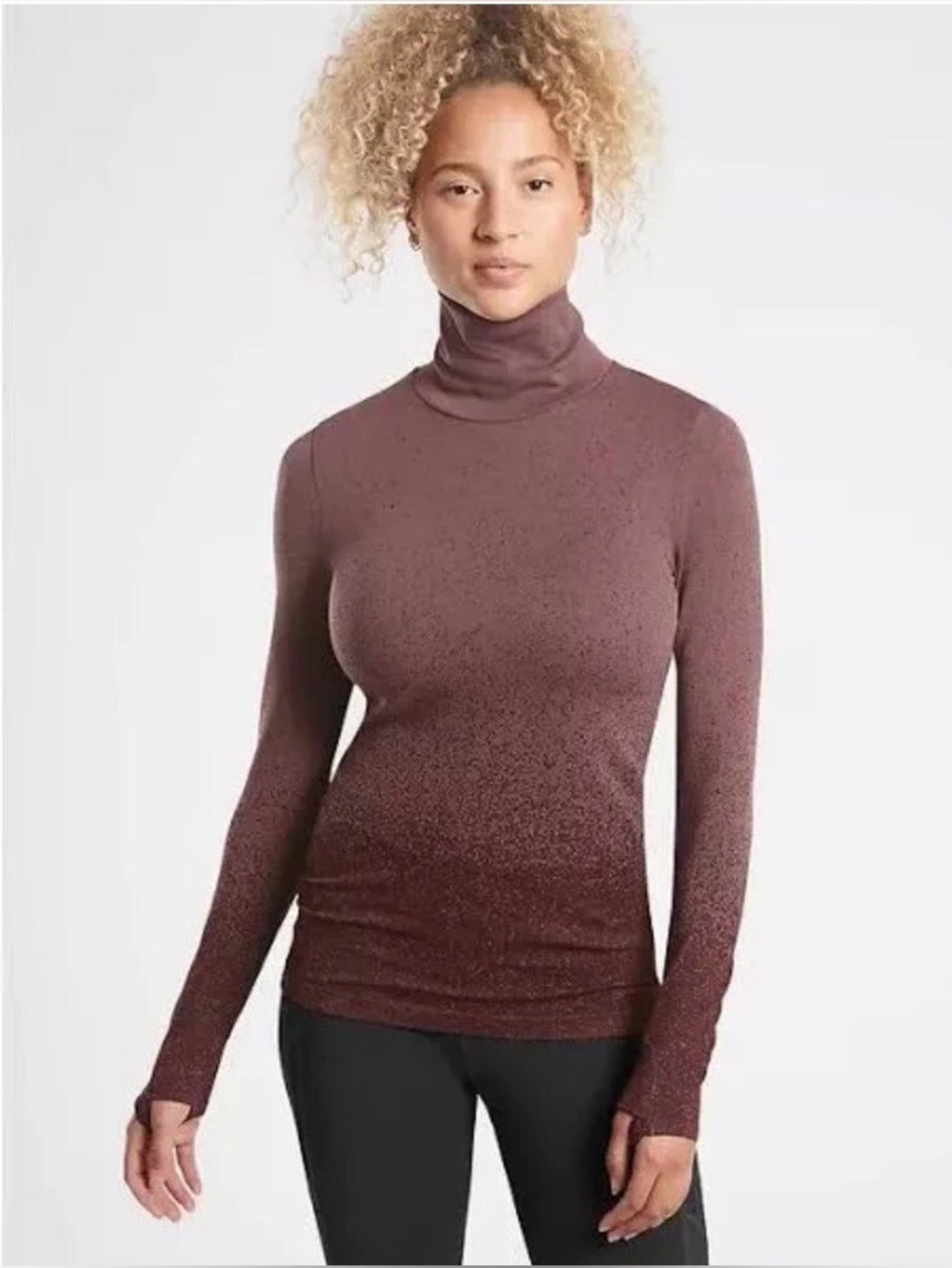 Athleta Flurry Gradient Turtleneck Seamless Thumbholes Baselayer, Women's Medium